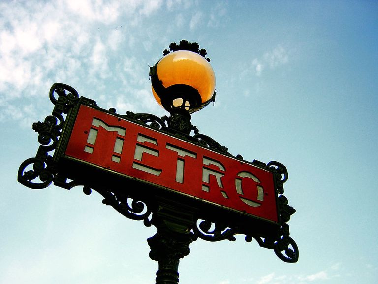 http://commons.wikimedia.org/wiki/File:Paris_Metro_Sign.jpg