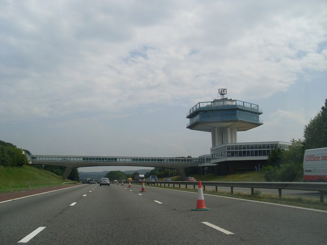 Forton Services as seen from its north side. Photo by Stephen Sweeney [CC BY-SA 2.0], via Wikimedia Commons
